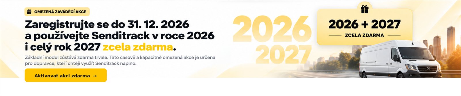 Senditrack – zaváděcí akce 2026 a 2027 zdarma